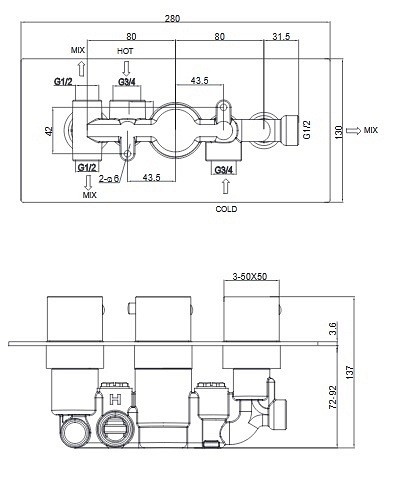 Bateria prysznicowo wannowa Fresh FR7138RO CR Omnires
