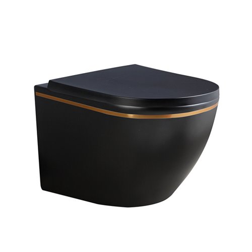 Czarna miska wc wisząca złoty rant Rimless 3.0 PEAK-MTB-GL-RIM-02 Hydrosan