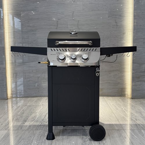 Grill gazowy APOLLO-A kolor czarny ruszt żeliwny moc 8,5 kW + pokrowiec + palnik boczny