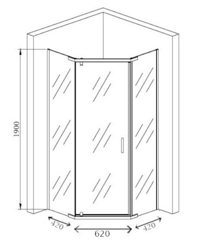 Kabina prysznicowa, pięciokątna 90x90 Stylio BK502PT+