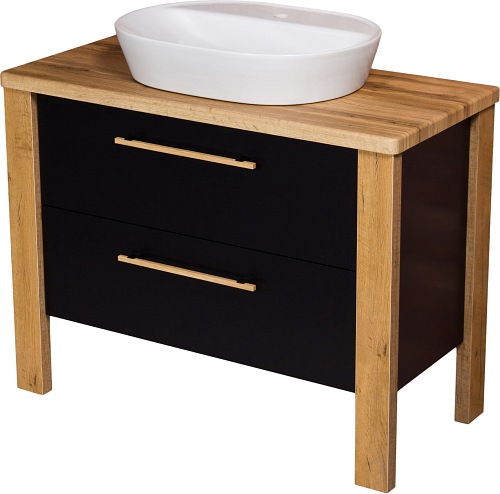 Stojąca szafka łazienkowa 100 cm czarny mat z umywalką Cortez Gante