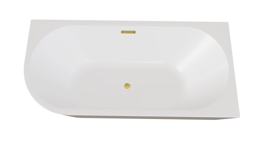 Wanna przyścienna czarno-biała narożna prawa syfon z przelewem złoty 170 cm Zoya B&W Besco WAS-170ZBPZ