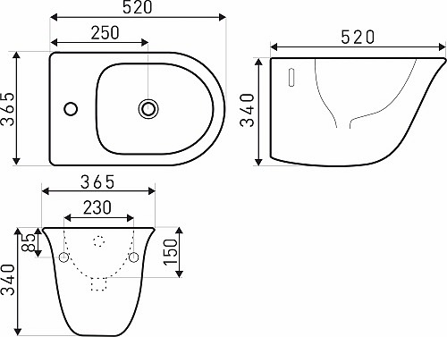Bidet podwieszany WC, śnieżnobiały Tulip 15 Kerra