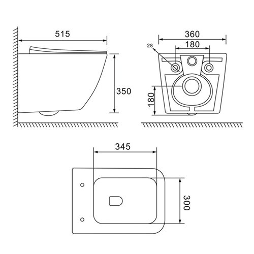 Biała miska wc wisząca Rimless Tornado YUZU-WH-GL-TR-03 Hydrosan