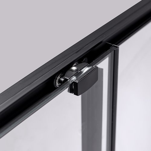 Czarna kabina prysznicowa kwadratowa Super Slim Nova 80x80 drzwi rozsuwane