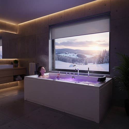 Wanna z hydromasażem prostokątna Ramona 640 180x90