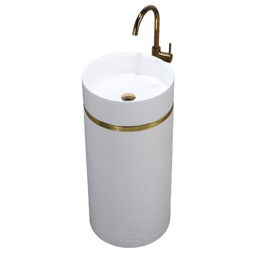 Umywalka wolnostojąca ceramiczna okrągła biała 73x40 cm SCOT1-WH-730