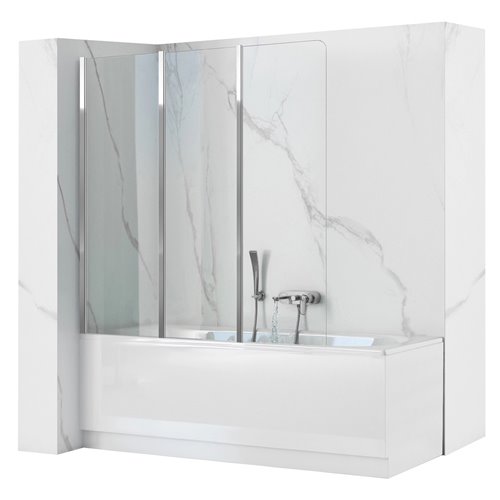Chromowany parawan wannowy składany 120 cm Agat-3 Rea