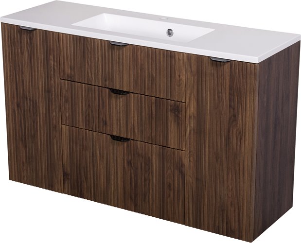 Szafka łazienkowa z lamelami wisząca z umywalką 120 cm 39/3 Victa Lamello kolor orzech