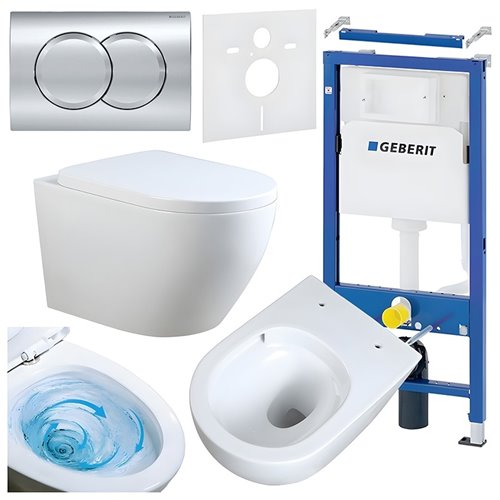 Zestaw podtynkowy stelaż GEBERIT DUOFIX + miska MIZU-WH-TR-02 + przycisk DELTA 01 chrom