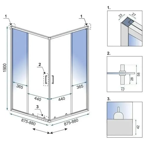 Kabina prysznicowa kwadratowa 90x90 profil miedź szczotkowana City Rea zdjęcie 8