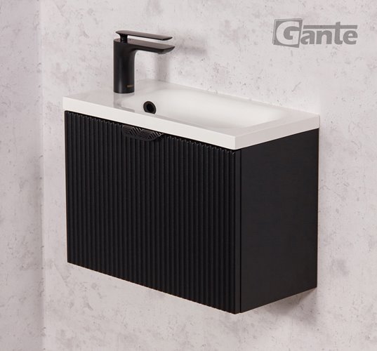 Szafka łazienkowa wisząca z umywalką czarny mat 50 cm Fresco Gante