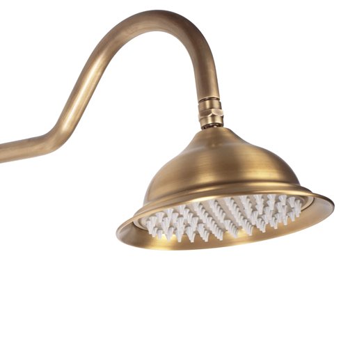 Złoty szczotkowany zestaw prysznicowy z wylewką retro Bergamo Rea