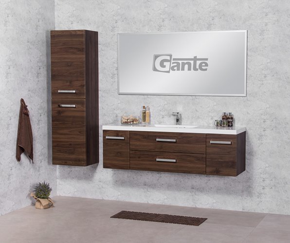 Szafka łazienkowa wisząca z umywalką 140 cm 39/2 Fokus kolor orzech