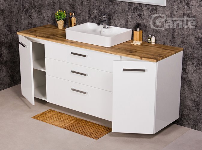 Szafka wisząca z umywalką 180 cm blat dąb naturalny 180/50/C3 seria Fokus B