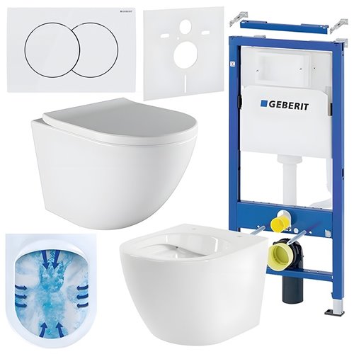 Zestaw podtynkowy stelaż GEBERIT DUOFIX + miska PURO-WH-02 + przycisk DELTA 01 biały