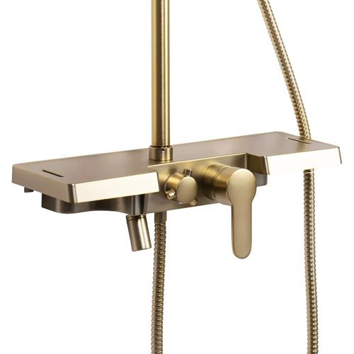 Złoty szczotkowany zestaw prysznicowy z półką Bravo Rea Gold Brush