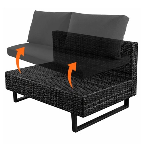 Zestaw mebli ogrodowych z technorattanu narożnik tarasowy Lime czarny zdjęcie 18