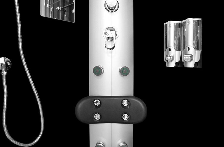 Kabina prysznicowa składane siedzisko półokrągła zabudowana czarna 90x90 MO-09909A