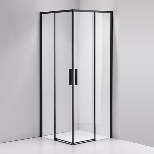 Czarna kabina prysznicowa kwadratowa Super Slim Nova 80x80 drzwi rozsuwane