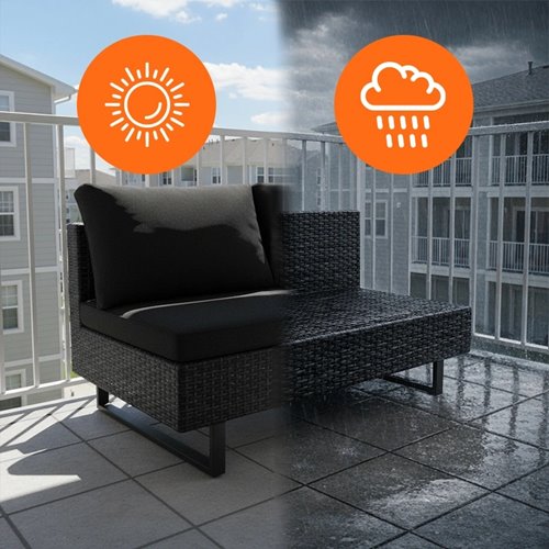 Zestaw mebli ogrodowych z technorattanu narożnik tarasowy Lime czarny zdjęcie 17