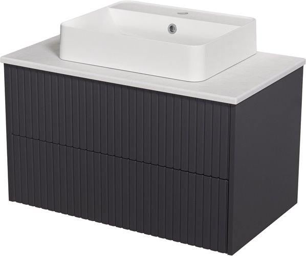 Szafka łazienkowa wisząca frezowana z umywalką 80 cm Mirage kolor szary mat