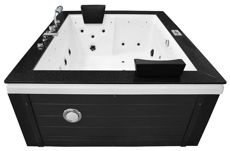 Szara prostokątna wanna z hydromasażem, obudowa grafitowa 180x150 cm MUS-1089