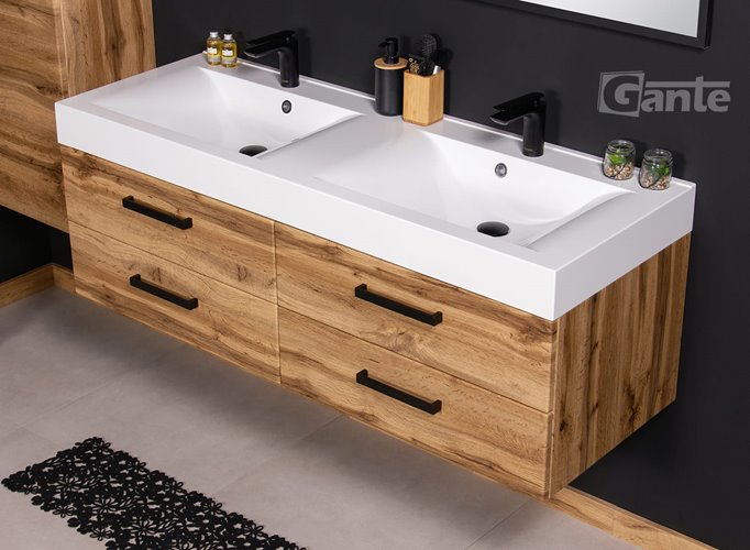 Szafka wisząca z umywalką 140 cm kolor dąb naturalny 50/4 NELA seria Fokus Loft Gante