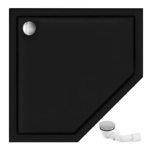 Czarny brodzik pięciokątny 90x90 Diamond Rea