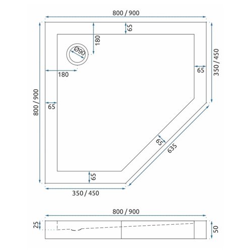 Czarny brodzik pięciokątny 90x90 Diamond Rea zdjęcie 9
