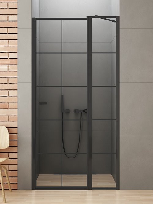 Czarne drzwi prysznicowe 90 cm prawe D-0293A New Soleo Black New Trendy