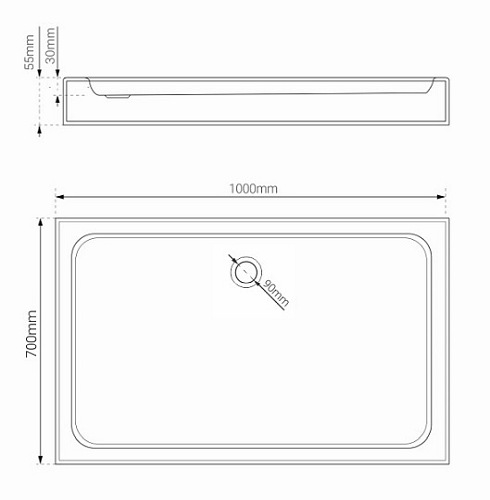 Brodzik prysznicowy prostokątny 70x100 cm BVTRC70X100/5.5