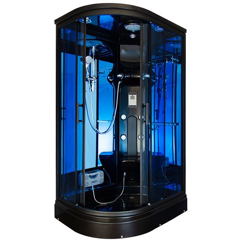 Czarna kabina prysznicowa z hydromasażem zabudowana 120x85 MO-02188BL lewa