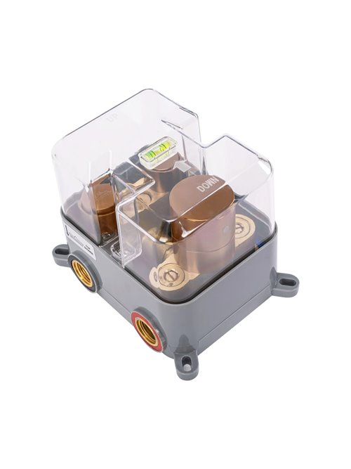 Miedź szczotkowana zestaw prysznicowy podtynkowy termostat box Lungo Rea