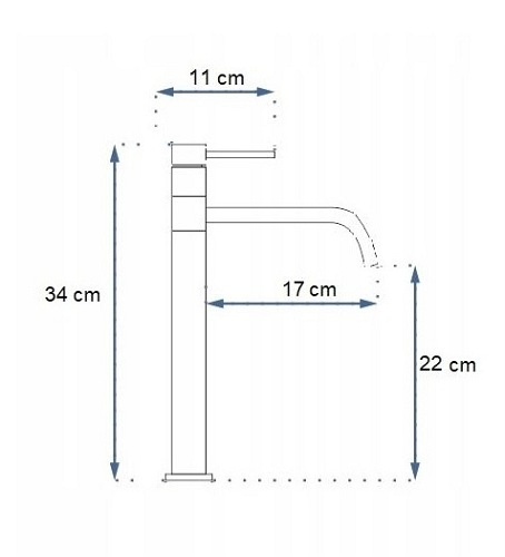 Bateria umywalkowa srebrna, wysoka Lugano Slim Rea