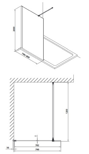 Kabina prysznicowa Walk-In 80+30 cm Marina MA8030CRTR Omnires