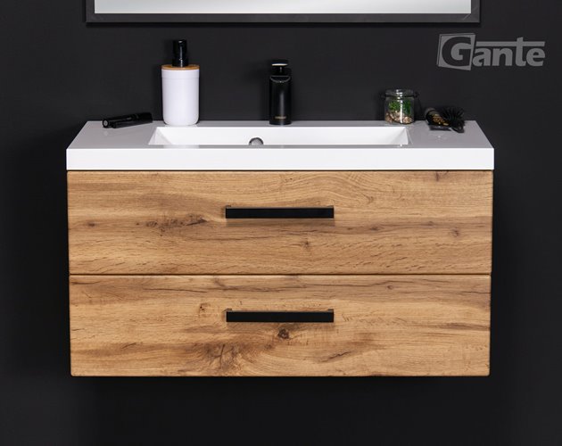 Szafka wisząca z umywalką 80 cm kolor dąb naturalny 39/2 seria Fokus Loft Gante