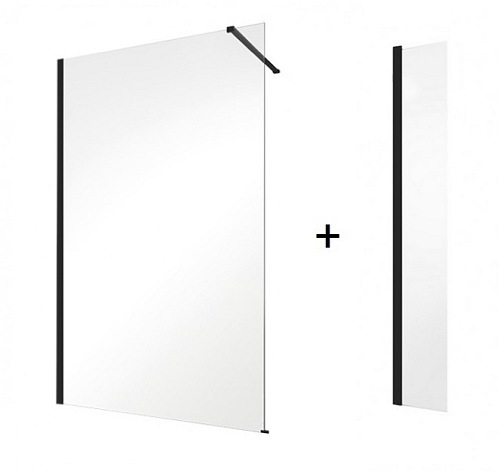 Ścianka 90 cm + ścianka boczna 30 cm Eco-N Black Flex Besco