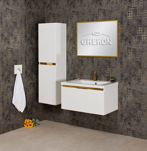 Szafka z umywalką złoty uchwyt 80 cm seria Diamond Gold Gante