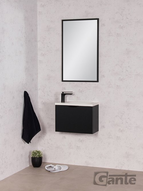 Szafka łazienkowa wisząca z umywalką czarny mat 50 cm Fresco Gante