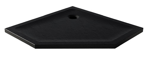 Mild Stone New Trendy B-0582 czarny brodzik prysznicowy pięciokątny 90x90 cm struktura kamienia