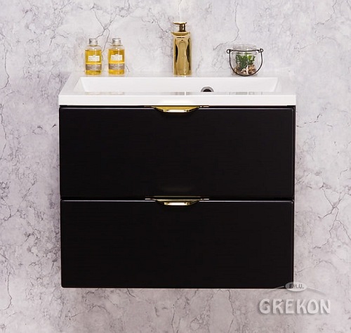 Czarna szafka łazienkowa z umywalką 50 cm Victa