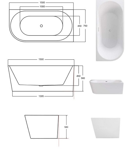 Wanna przyścienna narożna prawa korek klik-klak chrom 150 cm Zoya Besco