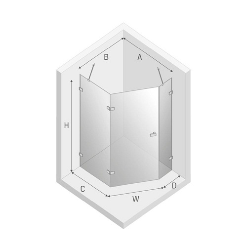 Zlota kabina pięciokątna 100x80 EXK-3848 Avexa New Trendy Gold Shine