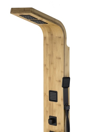 Panel natryskowy z drewna bambusowego czarny mieszacz Bao Corsan