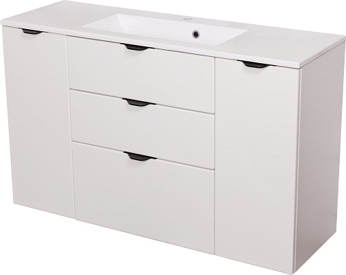 Biała szafka łazienkowa z umywalką 120/3 cm Victa