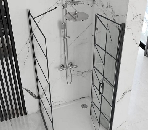 Czarna kabina prysznicowa składana 90x80 Molier Black Rea