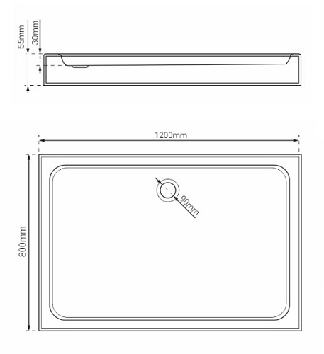 Brodzik prysznicowy prostokątny 80x120 cm BVTRC80X120/5.5