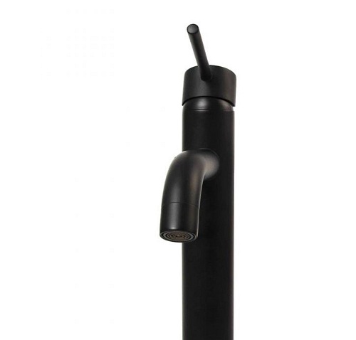 Bateria umywalkowa w kolorze czarnym, wysoka Lungo Black Rea