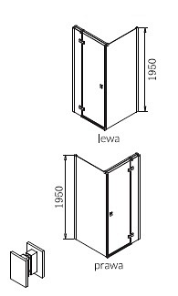 Kabina natryskowa prostokątna, drzwi uchylne 80x100 Aksi